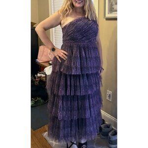 Hutch Xala One-Shoulder Tiered Pleated Tulle Dress – Size 16 (Retail $350)